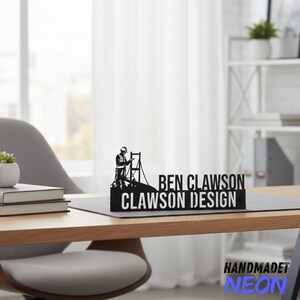 Placa de metal para escritorio de ingeniero, placa de metal para escritorio, placa de metal para escritorio, decoración de oficina, placa de metal con diseño de puente