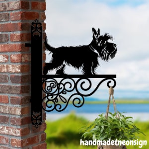 Personalized Miniature Schnauzer Dog Hanging Bracket Dog Hanging Basket Bracket, Dog Hanging Bracket For Garden, Pet Metal Sign Garden Decor