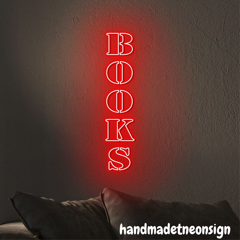 Book Sign Led Sign Books Neon Sign, Custom Book Led Sign, Custom Text Neon Light, Book ...