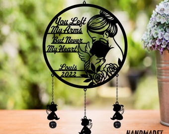 Sonajero de metal conmemorativo personalizado para bebé, con nombre, ideal para recordar la pérdida de un bebé, ideal para un hijo.