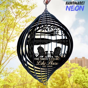 Custom Lake House Metal Wind Spinner: Kinetic Lakefront Home Decor