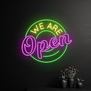We Are Open Led Sign, We Are Open Neon Sign, Open Led Light, Custom Text Neon Light, Personalized Name Room Wall Decor, Welcome Neon Light