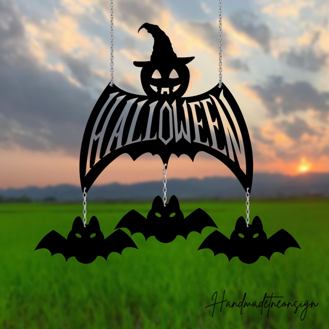 Custom Metal Bat Wind Chime Personalized Pumpkin Garden Etsy