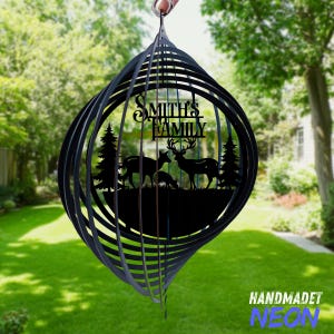 Personalized Deer Metal Wind Spinner, Custom Deer Metal Wind Spinner with Family Name, Outdoor Decor, Deer Hunting Gift, Housewarming Gifts