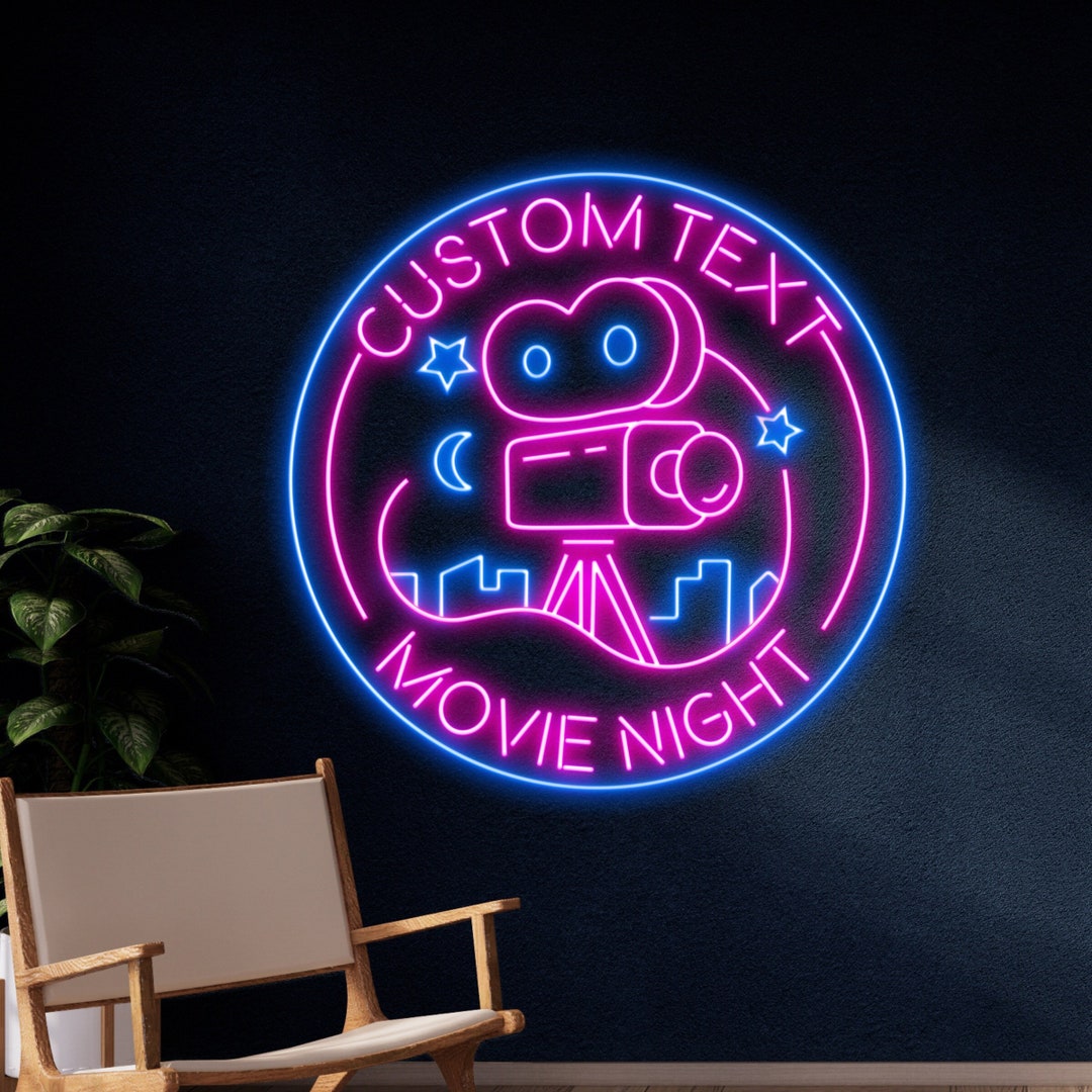 Movie Night Neon Sign, Movie Night Neon Light, Movie Theater Led Light