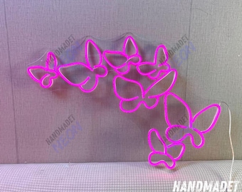 Colorful Butterfly LED Neon Sign: Custom Wall Art Decor
