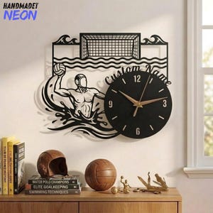 Individuelle Wasserball-Wanduhr aus Metall, Wandbild für Poolspieler, Dekoration für das Schwimmbad
