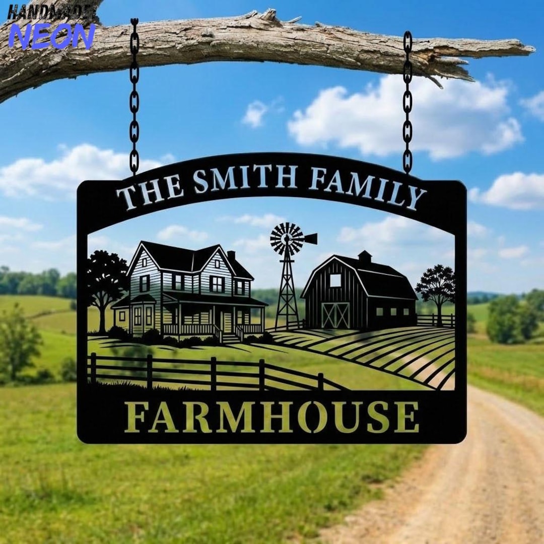 Custom Farmhouse Outdoor Metal Sign, Personalized Family Name Decor ...