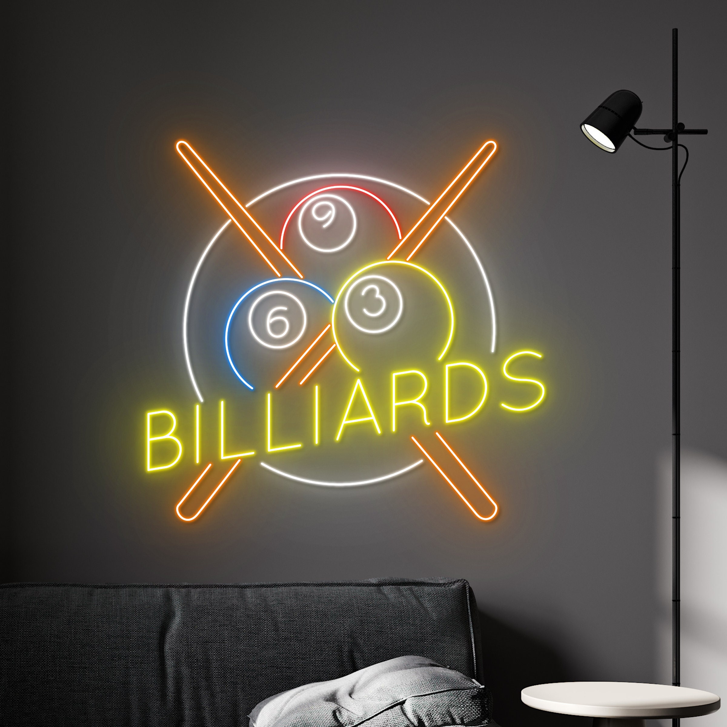 ビリヤード プールバー ナインボール ウォール ライト 照明 ネオン neon Billiards Led Sign, Billiard Neon Sign, Billiards Pool Hall