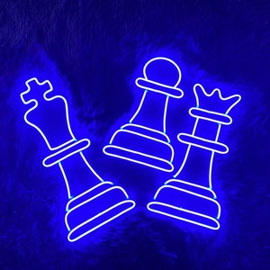 Chess Led Sign, Playing Chess Led Sign, Wall Decor, Bar Neon Sign, Custom Neon Sign, Restaurant Led Sign, Best Gifts, Chess Led Signs