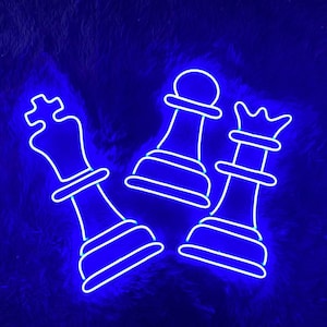 Chess Led Sign, Playing Chess Led Sign, Wall Decor, Bar Neon Sign, Custom Neon Sign, Restaurant Led Sign, Best Gifts, Chess Led Signs