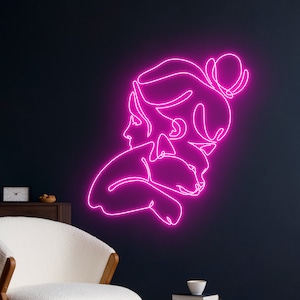 Cat Girl Led Sign, Cat Woman Led Light, Cat Lady Neon Sign, Cat Neon Light, Pet Room Wall Art Decor, Animal Neon Light, Nursery Neon Light