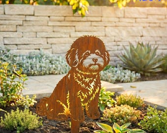 Personalized Bichon Frise Rusty Metal Stake, Outdoor Garden Decor, Pet Loss Gift For Owner