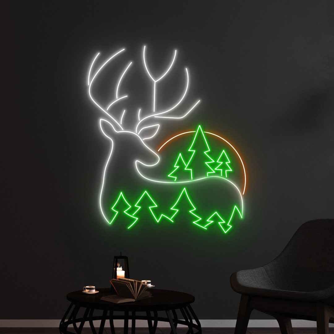 Christmas Elk Deer Open Neon Signs Light