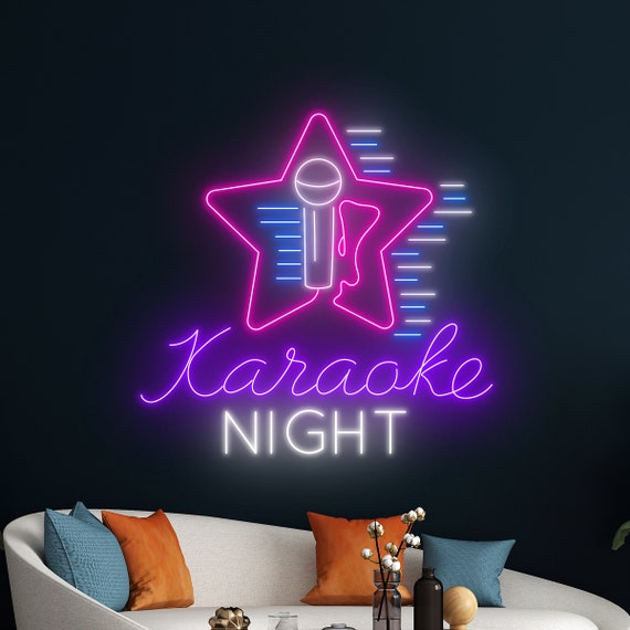 BEISKAFNVSZ KARAOKE NIGHT Neonbord, gepersonaliseerd lichtbord, USB-led, neon lamp, letters, muur, retro, dimbaar, voor thuis, bar, woonkamer, muziekstudio, restaurant, feest, club, decoratie