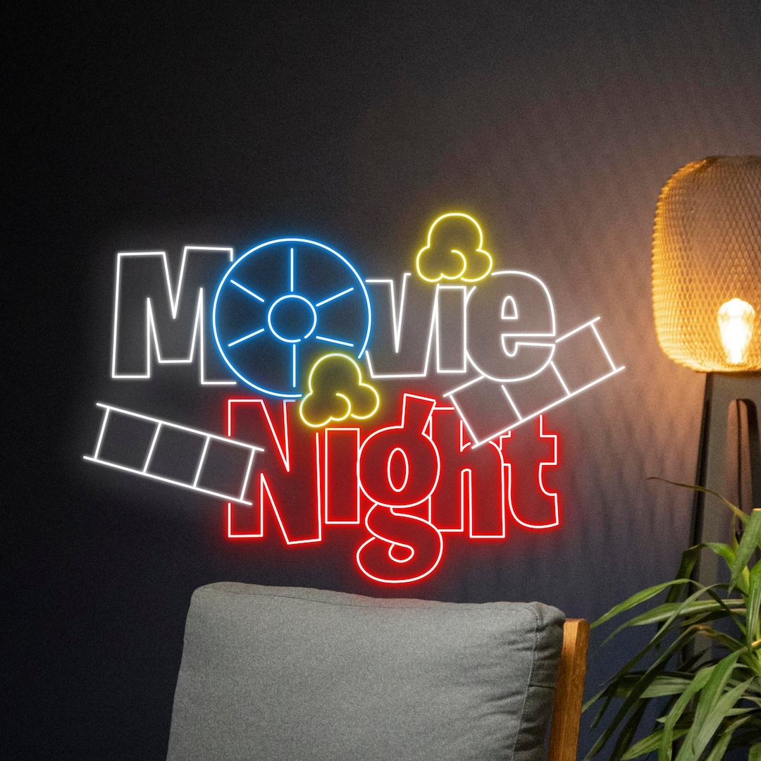 Movie Night Neon Sign, Movie Night Neon Light, Movie Night Led Light