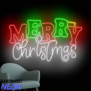 Merry Christmas Neon Sign, Merry Christmas Led Sign, Merry Christmas Text Neon Light, Christmas Gift Wall Art, Christmas Home Wall Decor