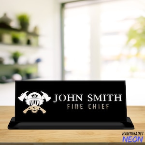 Custom Fireman Metal Name Plate, Firefighter Name Plate Table Decor, Custom Engraved Desk Sign, Fireman Table Office Decor, Desk Nameplate