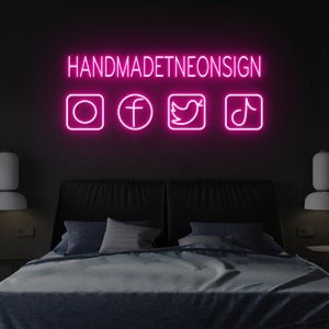 Custom Social Media Hashtag Username Gamer Tag Neon Sign Personalized Gift Night Light Home Wall Decor Gaming Decoration