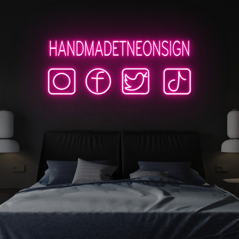 Custom Social Media Instagram Hashtag Username Gamer Tag Neon Sign Personalized Gift Night Light Home Wall Decor Gaming Decoration image 1
