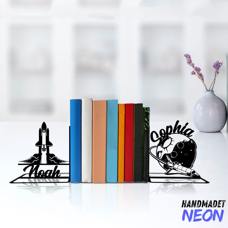 Rocket Bookends Custom Aerospace Engineer Metal Bookends Space Shuttle Name Bookend ...