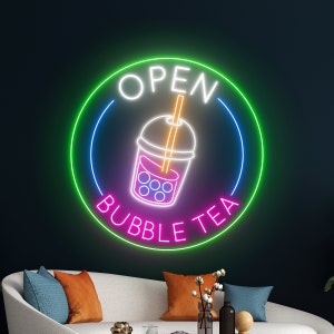 Bubble Tea Open Neon Sign, Boba Tea Neon Light, Milk Tea Led Sign, Tea Drink Led Light, Room Wall Decor, Open Neon Light, Coffee Led Sign