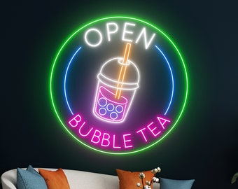 Bubble Tea Open Neon Sign, Boba Tea Neon Light, Milk Tea Led Sign, Tea Drink Led Light, Room Wall Decor, Open Neon Light, Coffee Led Sign