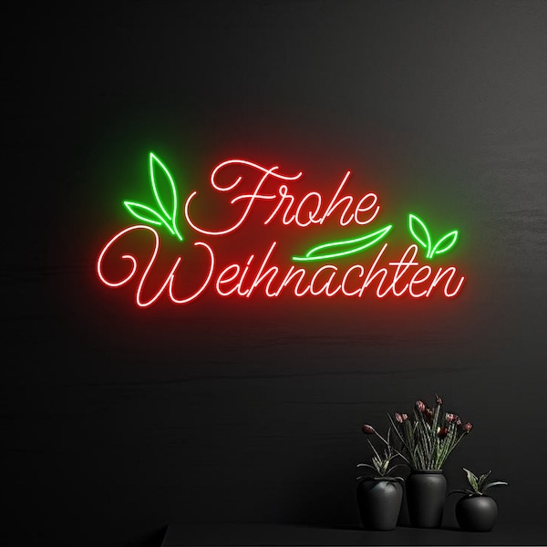 Frohe Weihnachten Neon Sign, Merry Christmas in German Led Sign, Christmas Neon Light, Happy New Year Room Decor, Holiday Season Led Sign