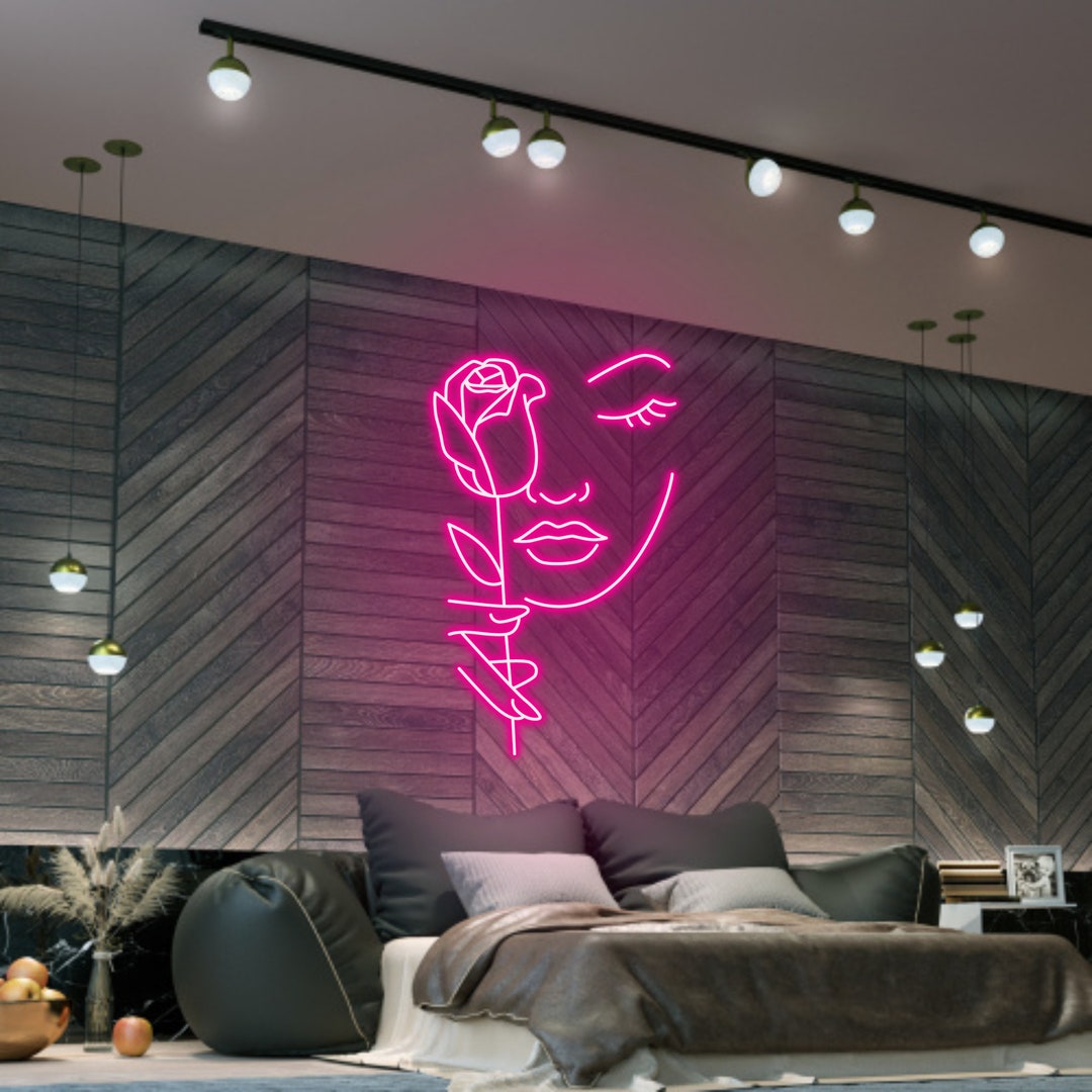 Abstract Woman Face Neon Signs, Rose Woman Led Signs, Lover Gift, Neon Sign for Wall, Abstract