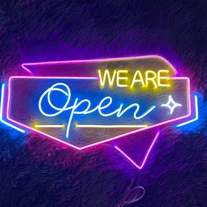 Estamos abiertos letrero LED, letrero LED abierto, decoración de pared, letrero de neón de barra, letrero de neón personalizado, letrero LED abierto vertical, letrero de neón, letrero de neón de tienda