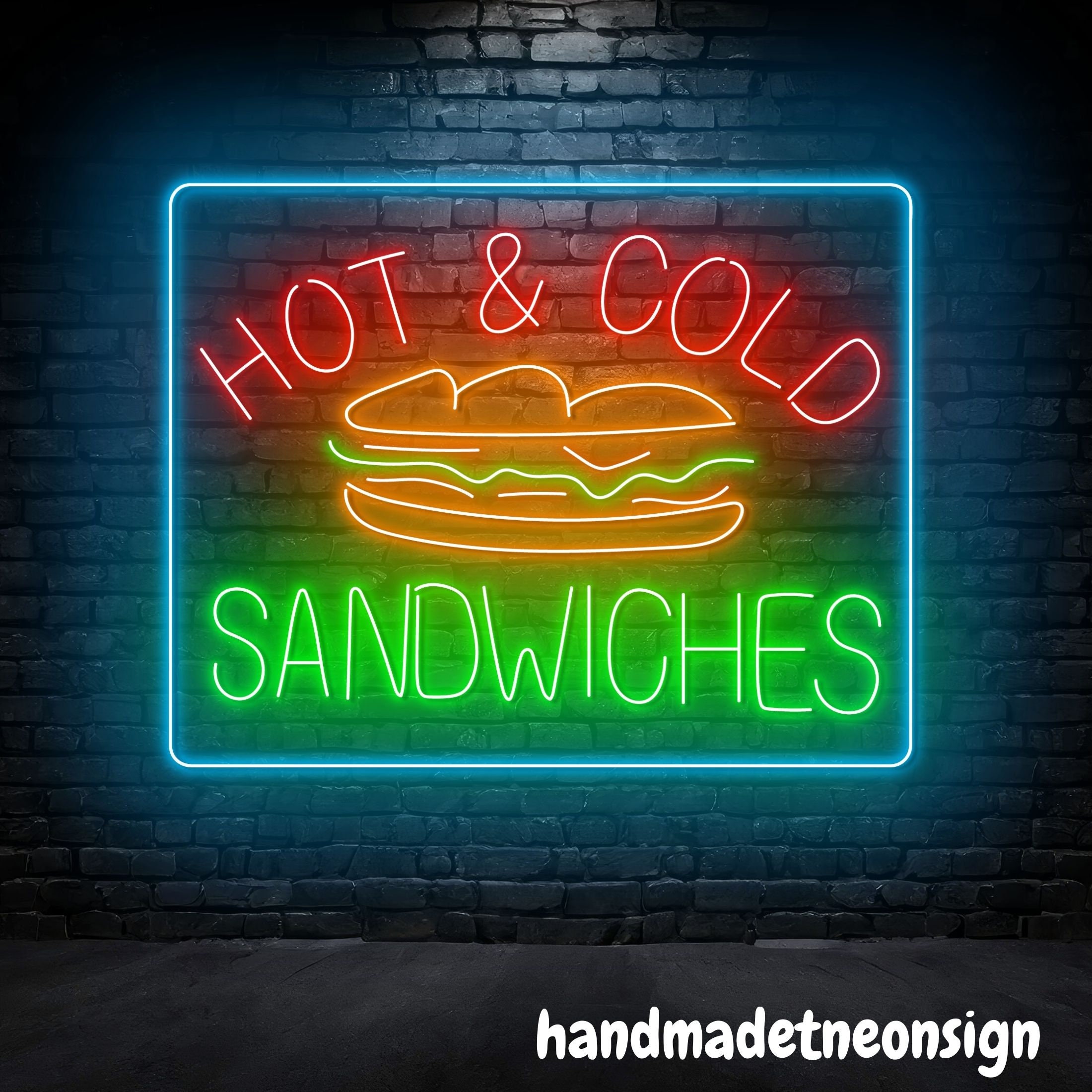 Hot & Cold Sandwiches Neon Sign, Sandwich Led Sign, Sandwiches