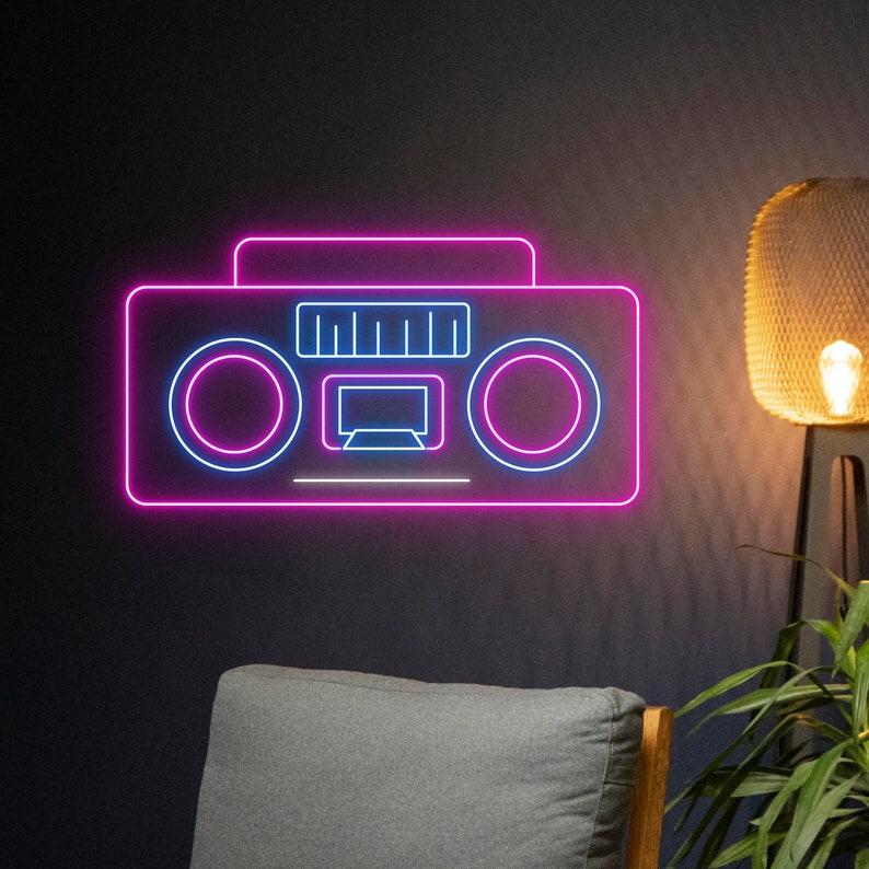 Boombox Neon Sign, Tape Recorder Led Sign, Music Stereo Led Light ...