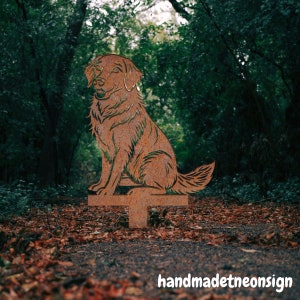 Custom Golden Retriever Dog Rusty Metal Stake, Golden Rusty Memorial Stake, Dog Grave Marker Stake, Garden Stake, Yard Stake Outdoor Decor