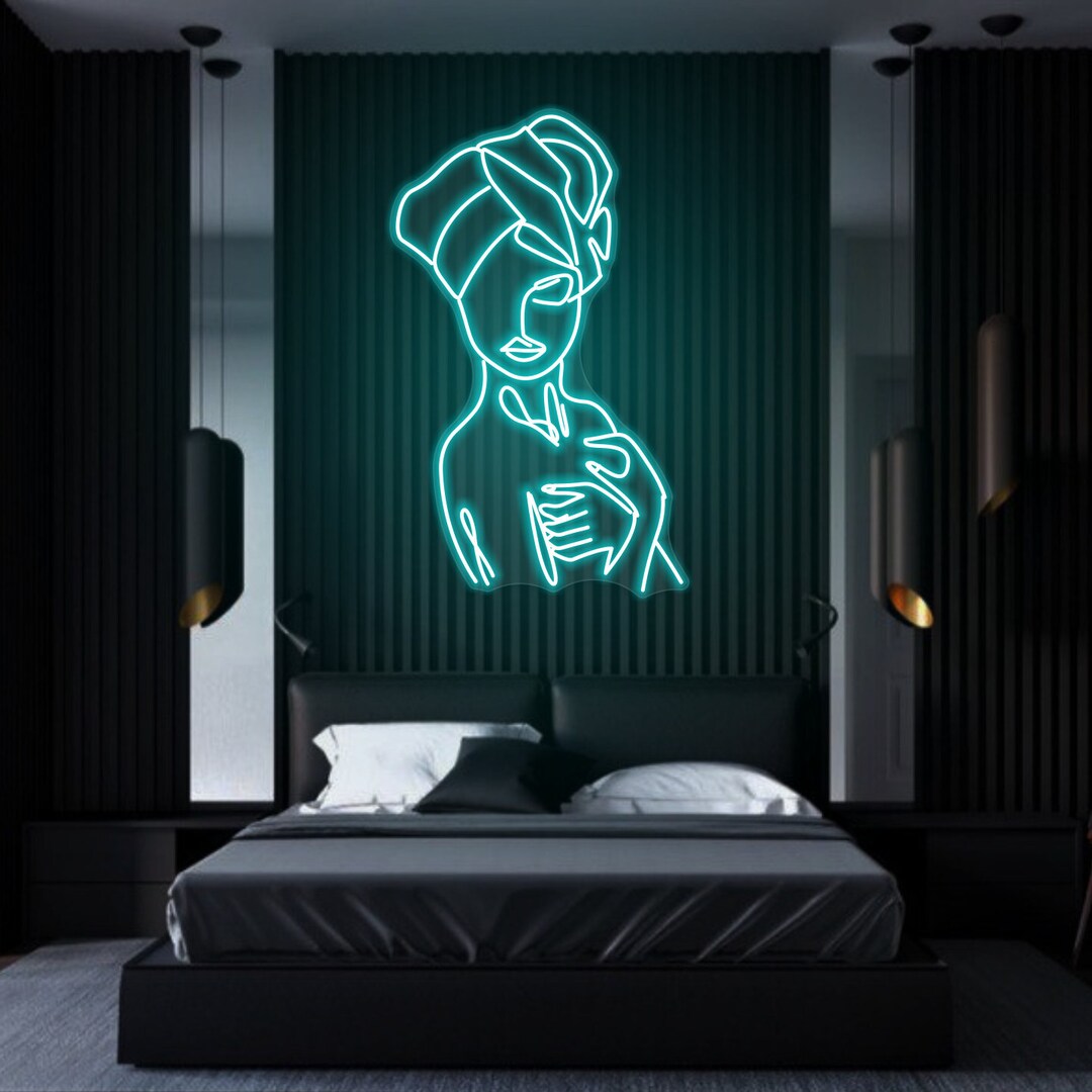 Girl in Bathroom Neon Sign One Line Art Neon Sign Custom - Etsy