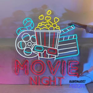 Movie Night Neon Sign, Movie Night Neon Light, Movie Night Led Light, Movie Night Led Sign, Cinema Theater Room Wall Decor, Film Neon Light