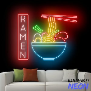 Letrero de neón de tazón de ramen, luz LED con logotipo de ramen abierto, luz de neón de fideos ramen japoneses, letrero LED de ramen japonés, decoración de pared de restaurante japonés