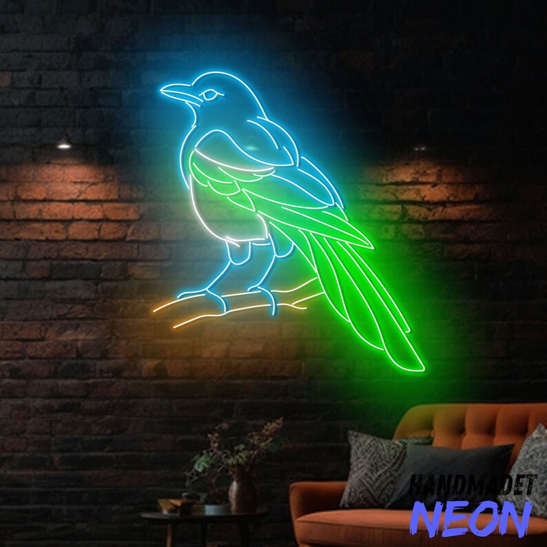 Macpie Sign Magpie Neon Sign, Magpie Led Sign, Magpie Bird Neon Light, Bird Led ...