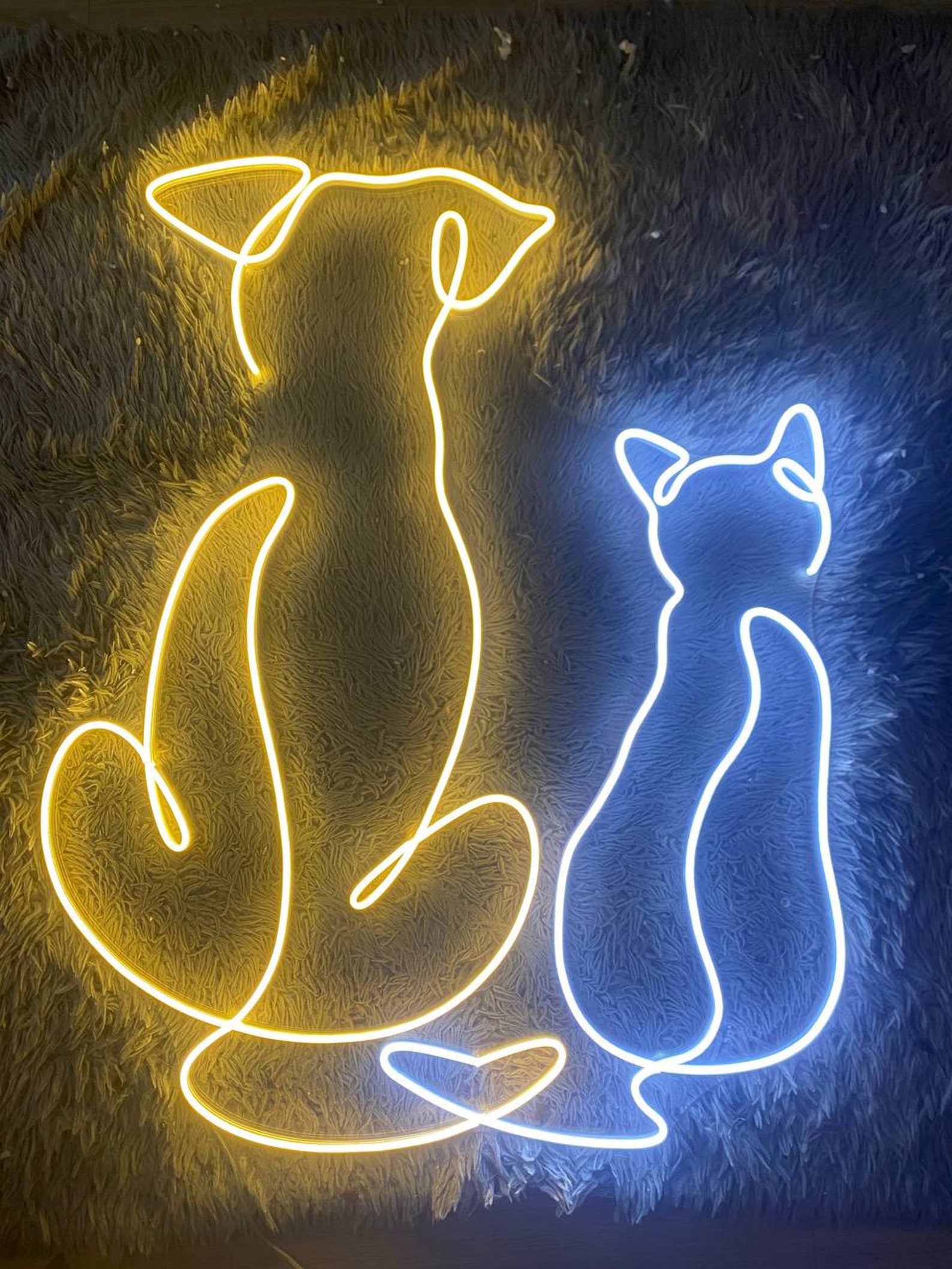 Couple Cat and Dog Neon Sign Art Decor Neon Light Wall Art - Etsy