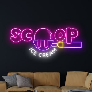 Scoop Ice Cream Neon Sign, Ice Cream Neon Light, Ice Cream Scoop LED Light, Ice Cream Led Sign, Ice Cream Store Home Room Wall Decor