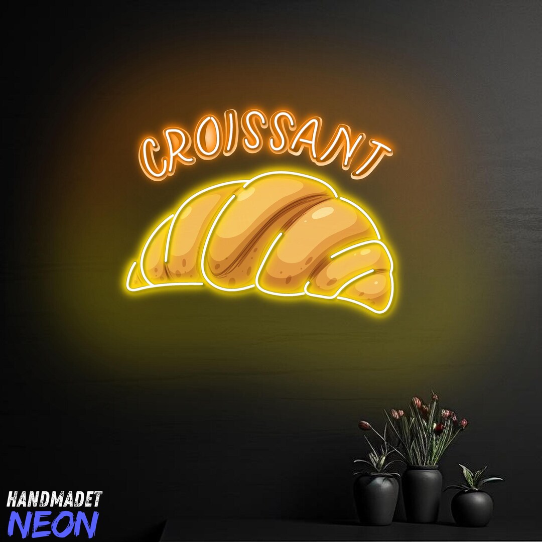 Croissant Neon Sign for Bakery Shop Decor, Croissant Led Light, Custom ...