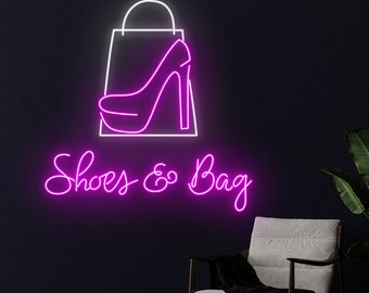 Insegna al neon per scarpe e borse, luce al neon per negozio di