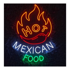 Hot Mexican Food Led Sign, Mexican Food Neon Sign, Wall Decor, Mexican Restaurant Led Light, Custom Neon Sign, Mexican Food Neon Light