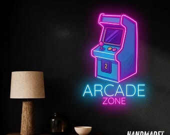 Arcade Zone Neon Sign, Retro Game Room LED Light, Cool Neon Wall Decor for Gaming Setup, Bar or Man Cave, Vintage Arcade Machine Neon Art