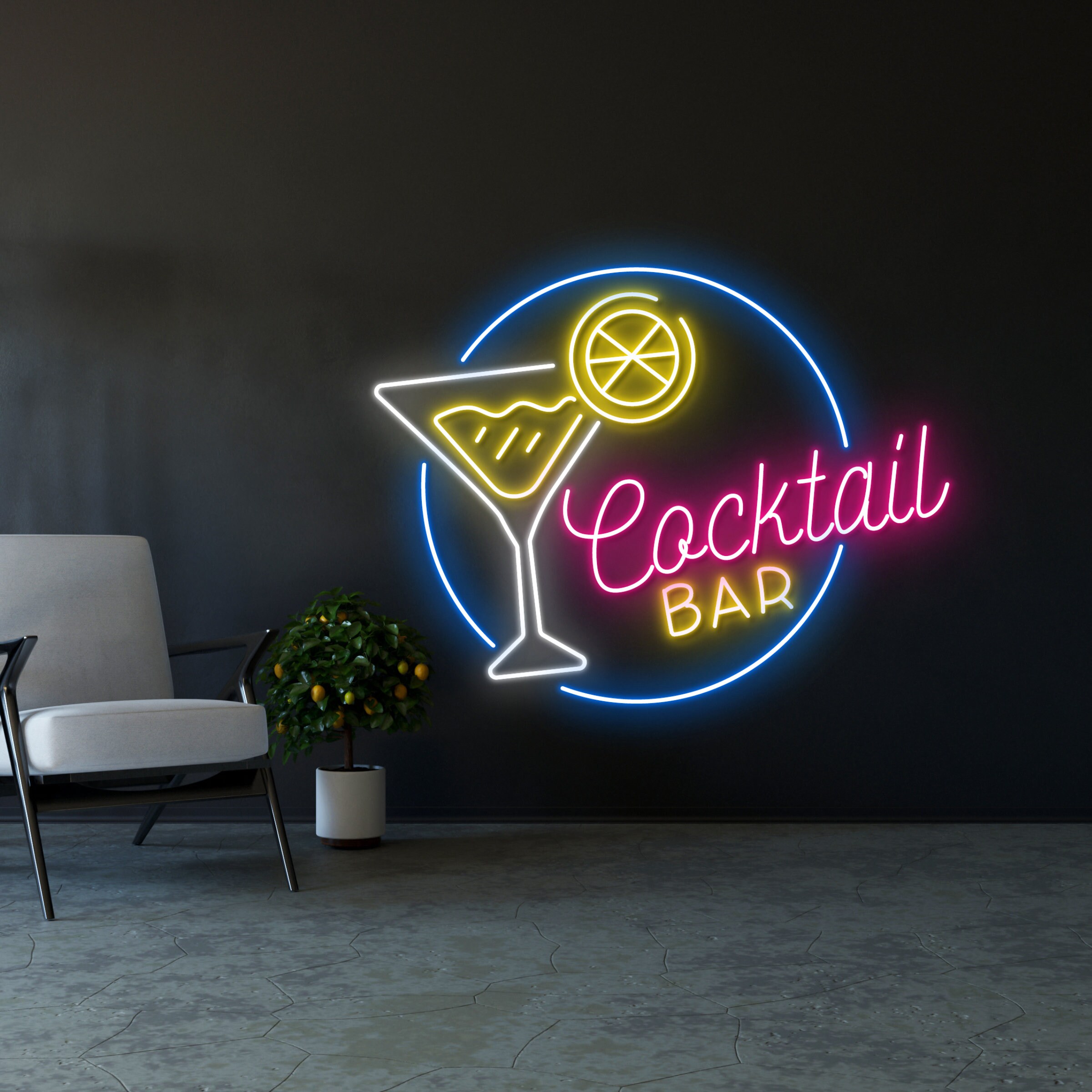 Led Lichtreclame Cocktailglas, neonlicht, USB-voeding, grote