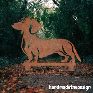 Custom Dachshund Dog Rusty Metal Stake, Dachshund Rusty Memorial Stake, Dog Grave Marker Stake, Pet Garden Stake, Yard Stake Outdoor Decor