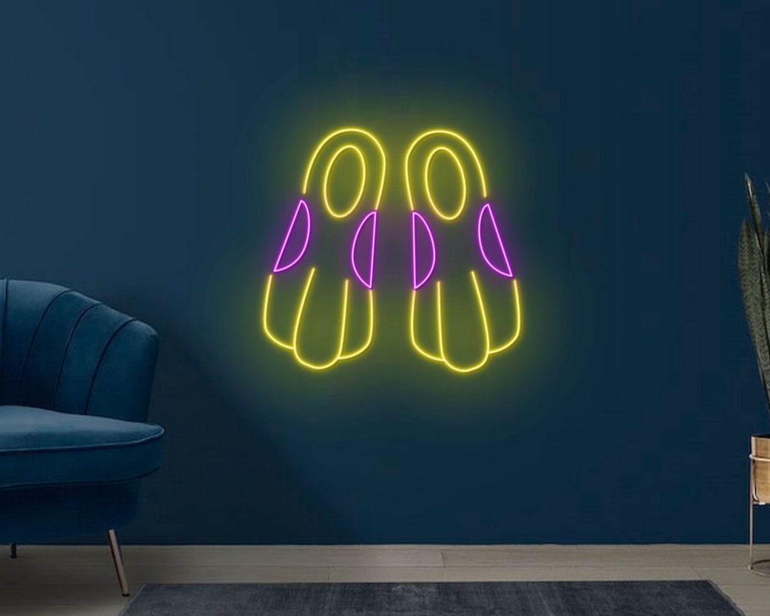 Swim Fins Neon Sign, Swimmer Led Neon, Swimming Pool Led Light, Custom