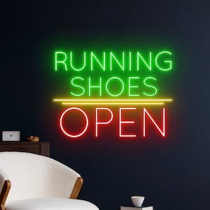 Running Shoes Open Neon Sign, Shoes Shop Open Neon Light, Sport Shoes Open Led Sign, Fashion Room Wall Decor, Styling Shoes Neon Light