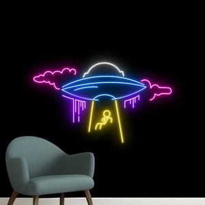Flying UFO Neon Sign, UFO Universal Led Sign, UFO Space Neon Light, Custom Ufo Led Light, Ufo Neon Light, Home Bedroom Wall Art Decor