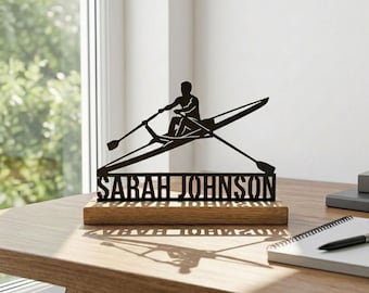 Rowing Athlete Metal Desk Decor, Custom Male Rower Wire Art, Personalized Crew Team Gift