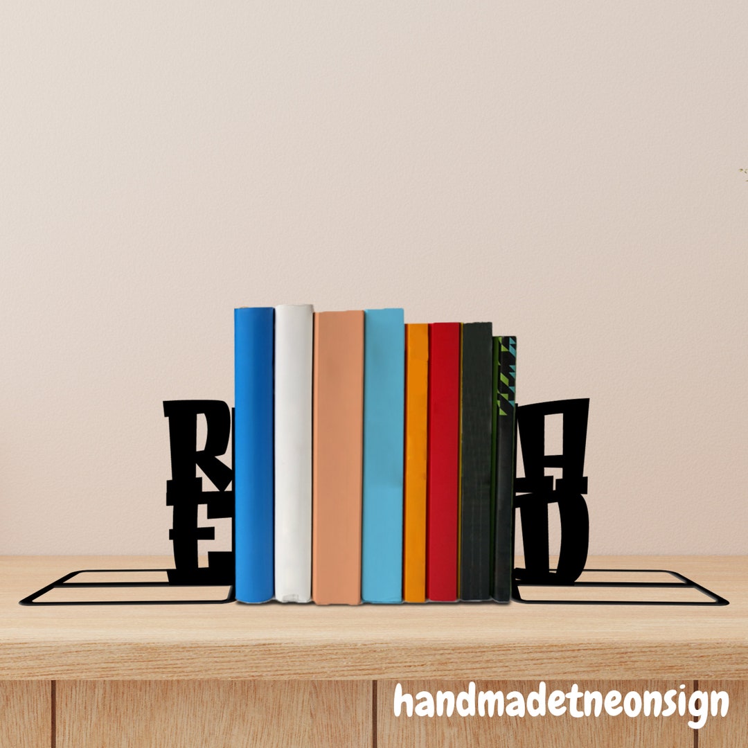 Custom Read Metal Bookends, Read Book Name Bookend, Table Sign ...